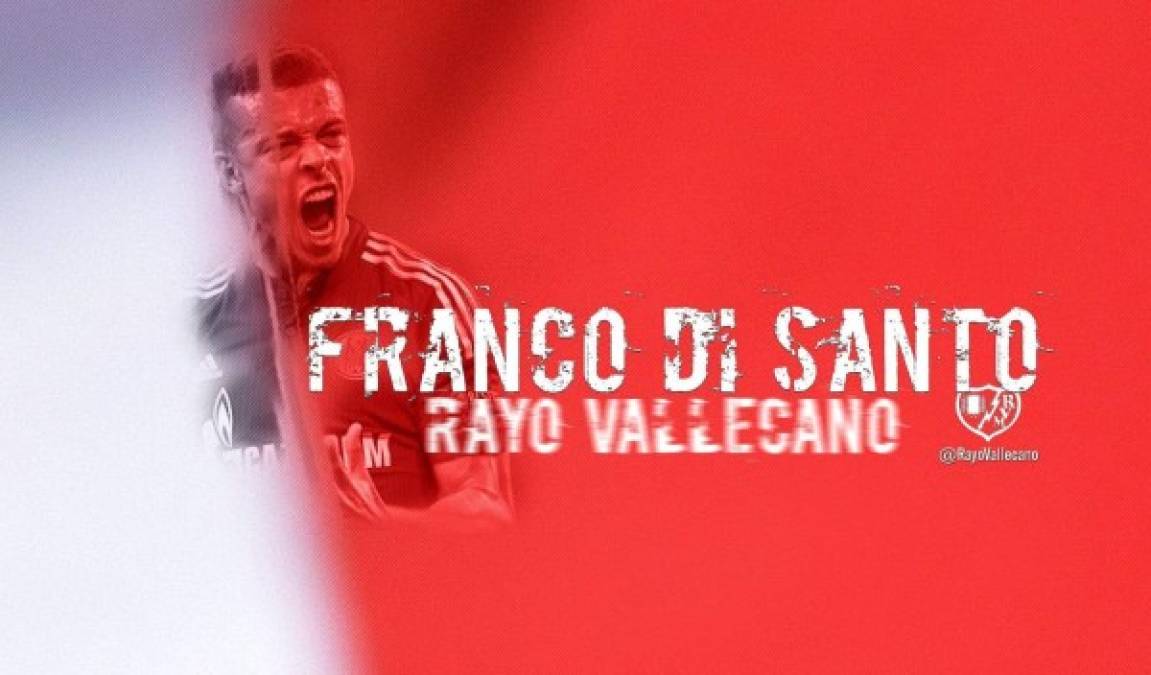 El delantero argentino Franco di Santo, delantero de 1.93 m., llega al Rayo Vallecano con la carta de libertad y jugará en Vallecas gracias al acuerdo alcanzado muy cerca del cierre del mercado. Su último equipo había sido el Schalke 04.