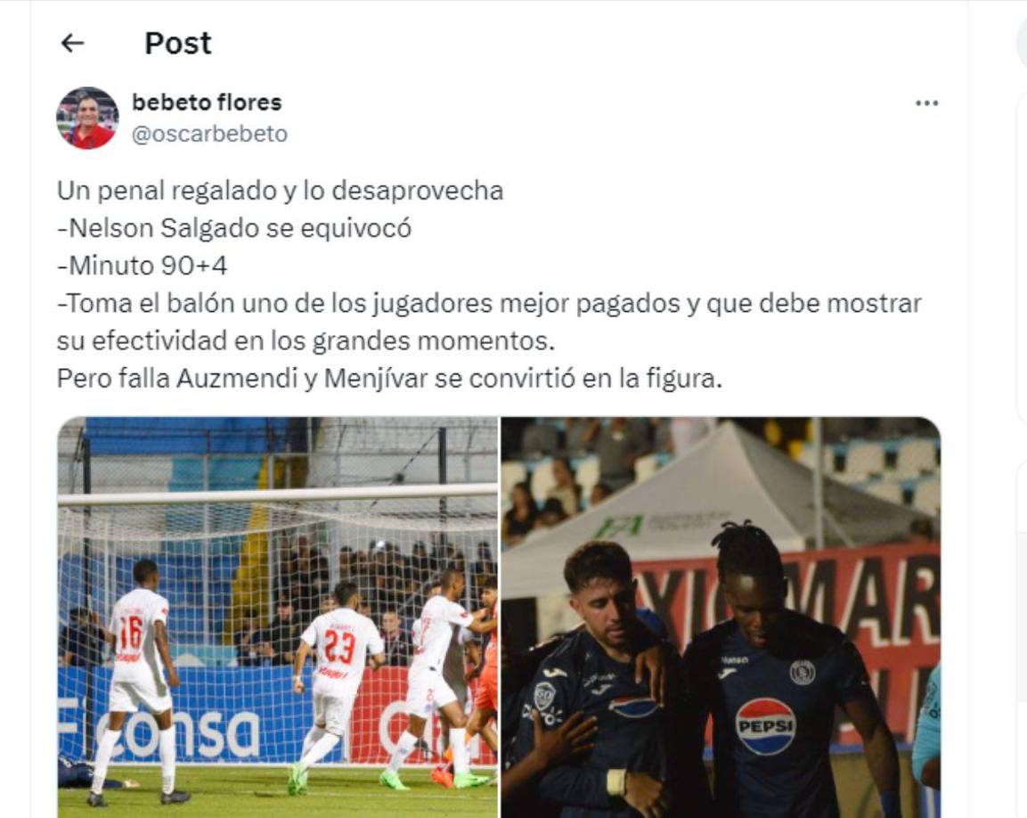 “Un penal regalado y lo desaprovecha. Toma el balón uno de los jugadores mejor pagados y que debe mostrar su efectividad en los grandes momentos”, señaló el periodista Bebeto Flores.