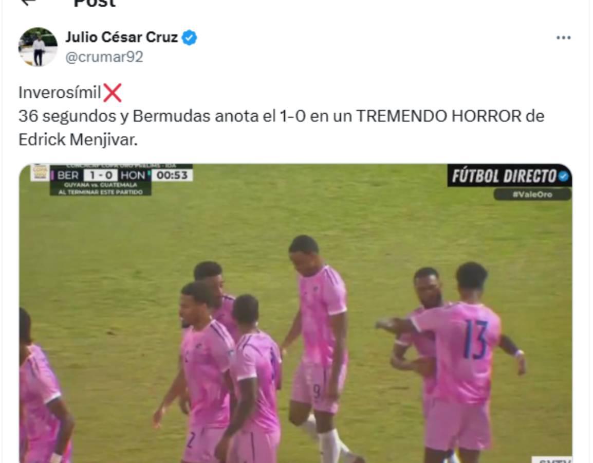 Bermudas - Honduras: Indignación y críticas contra Edrick Menjívar por lo que hizo