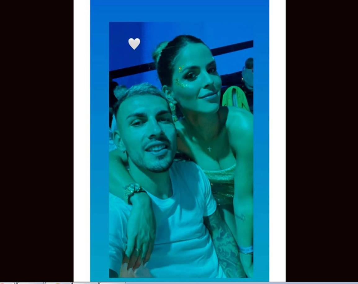 Leandro Paredes y su esposa Camila Galante en la fiesta de Messi.