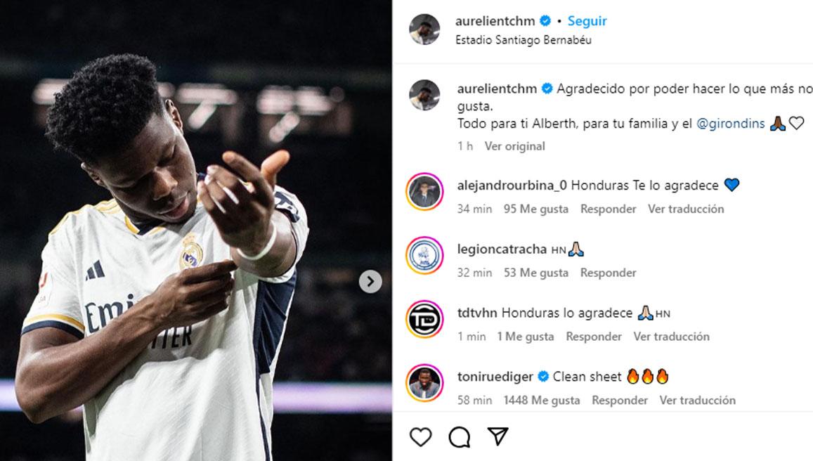 Tchouaméni y su mensaje en Instagram en donde le reitera su apoyo a Alberth Elis.