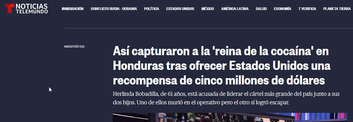 Medios internacionales califican a Herlinda Bobadilla como “la reina de la cocaína en Honduras”