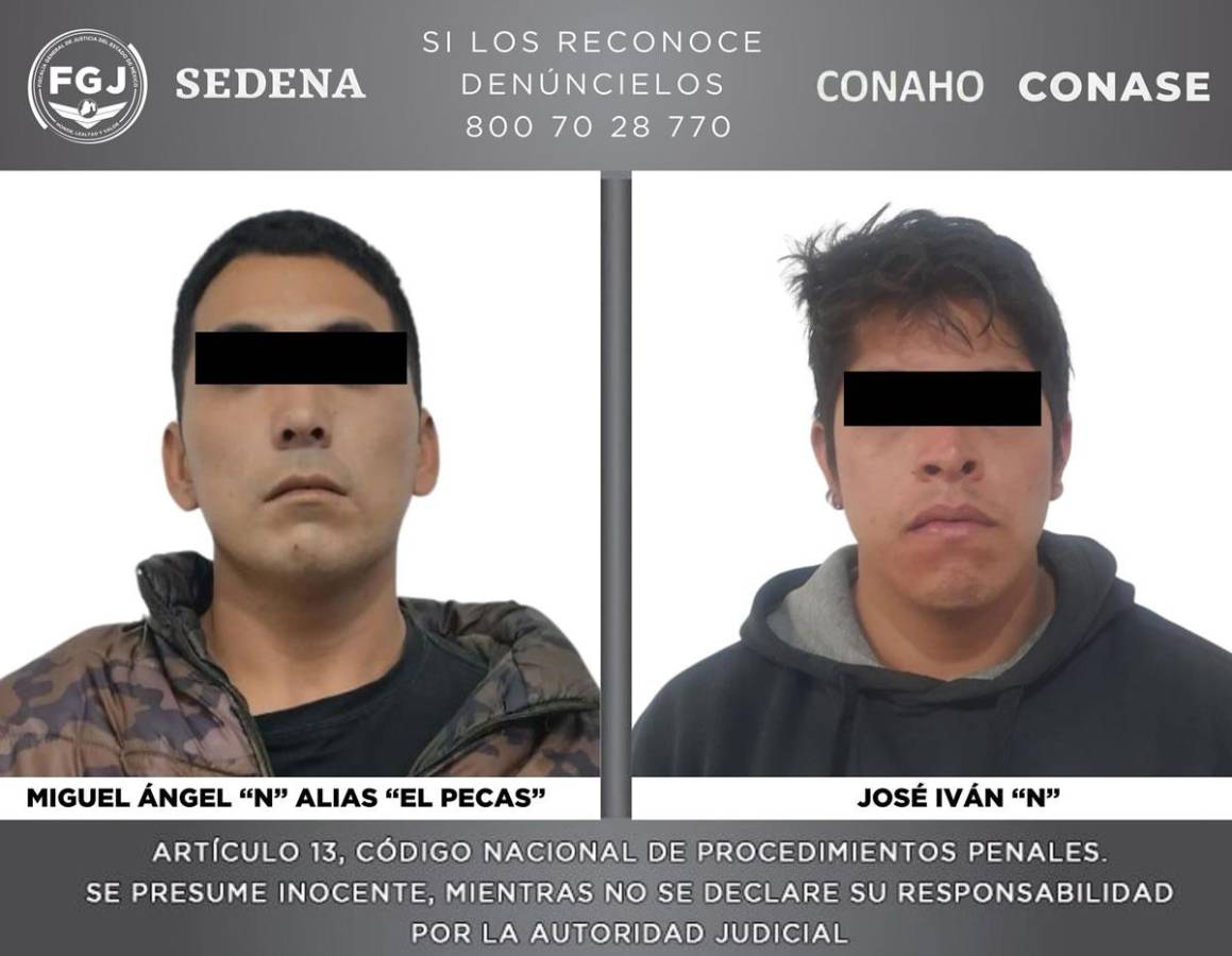 Miguel Ángel ‘N’, alias El Pecas, y José Iván ‘N’, los detenidos por el asesinato de Paola Salcedo.