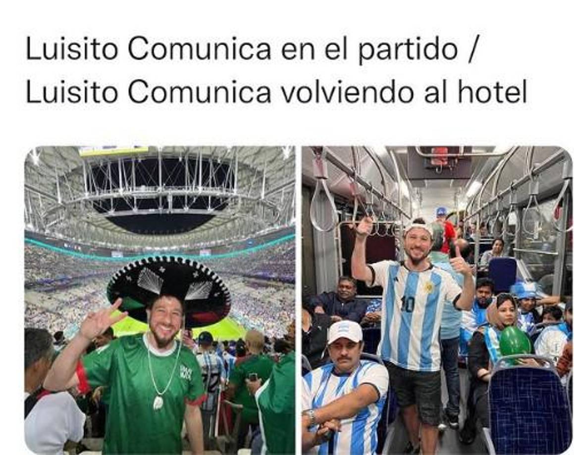 Para el juego entre México y Argentina, Luisito Comunica llegó con su camisa del Tri y regresó con la de Argentina. Él vio con gracia y subió ese meme a sus redes sociales.