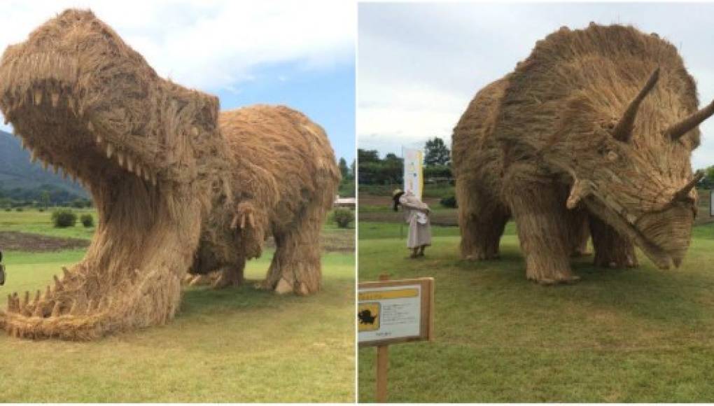 Dinosaurios en los campos japoneses