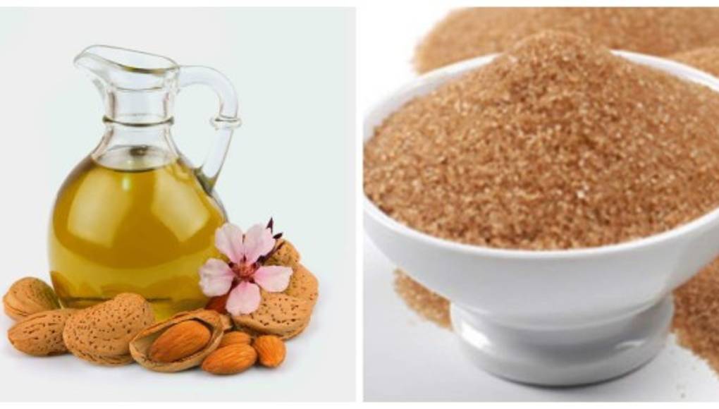 Aceite de almendras y azúcar para exfoliar