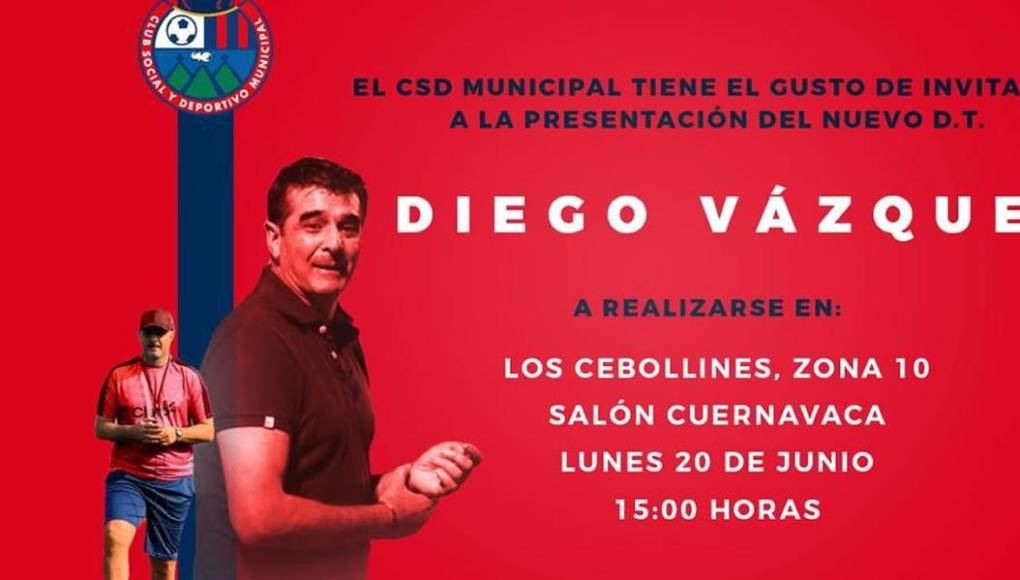 Municipal de Guatemala confirma fecha para la presentación de Diego Vázquez