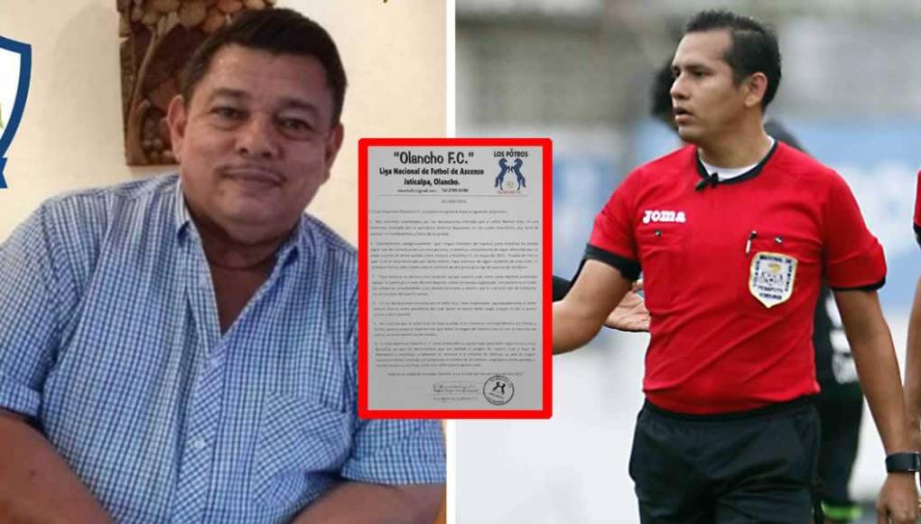 Olancho FC se pronuncia ante acusaciones del árbitro Marlon Díaz por un intento de soborno