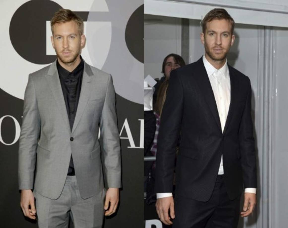 Calvin Harris vestido de un traje smoking.