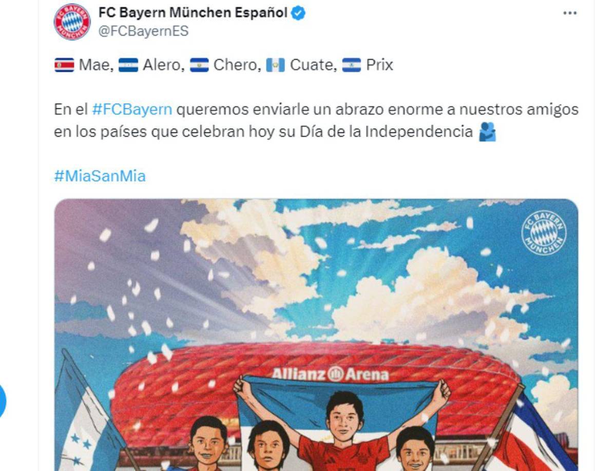 Bayern Múnich le dejó un mensaje de felicitación para todo los países de Centroamérica. 