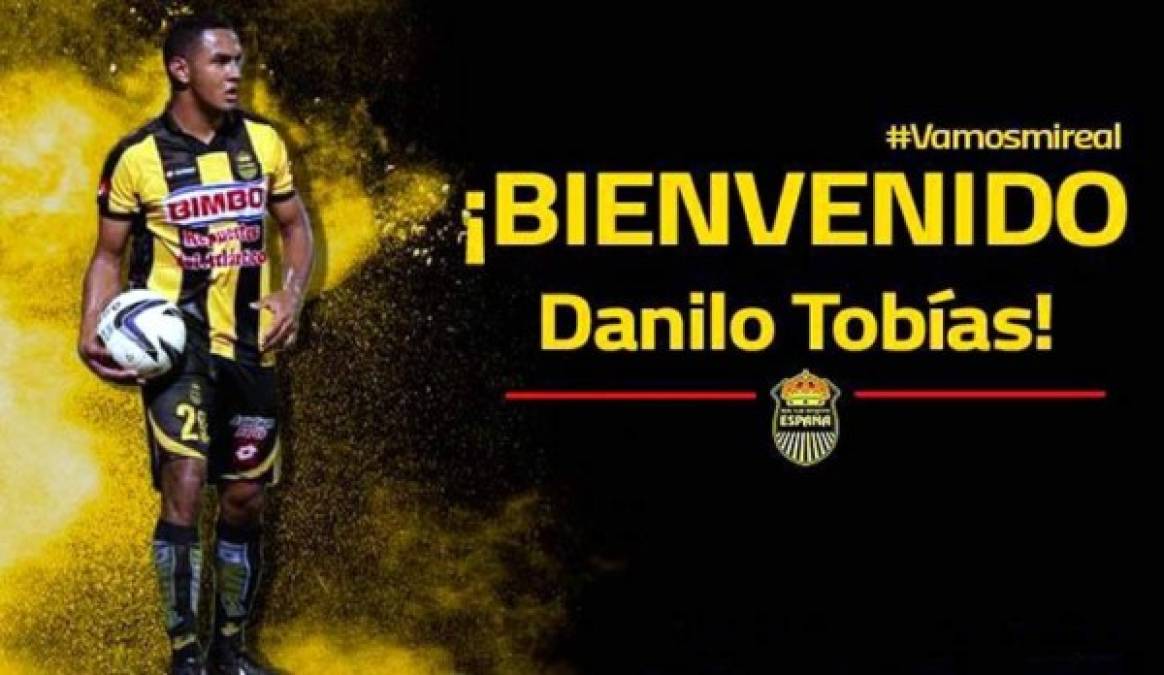 El Real España también anunció el fichaje de Danilo Tobías, quien regresa a la institución aurinegra cinco años después. Llega procedente del Honduras Progreso.