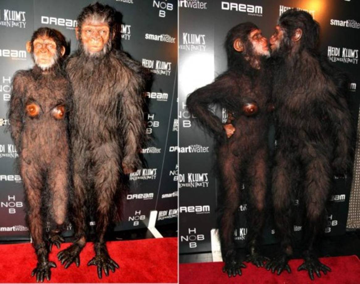 La modelo Heidi Klum y su ex esposo Seal impactaron con este disfraz que recreó 'El planeta de los simios'.
