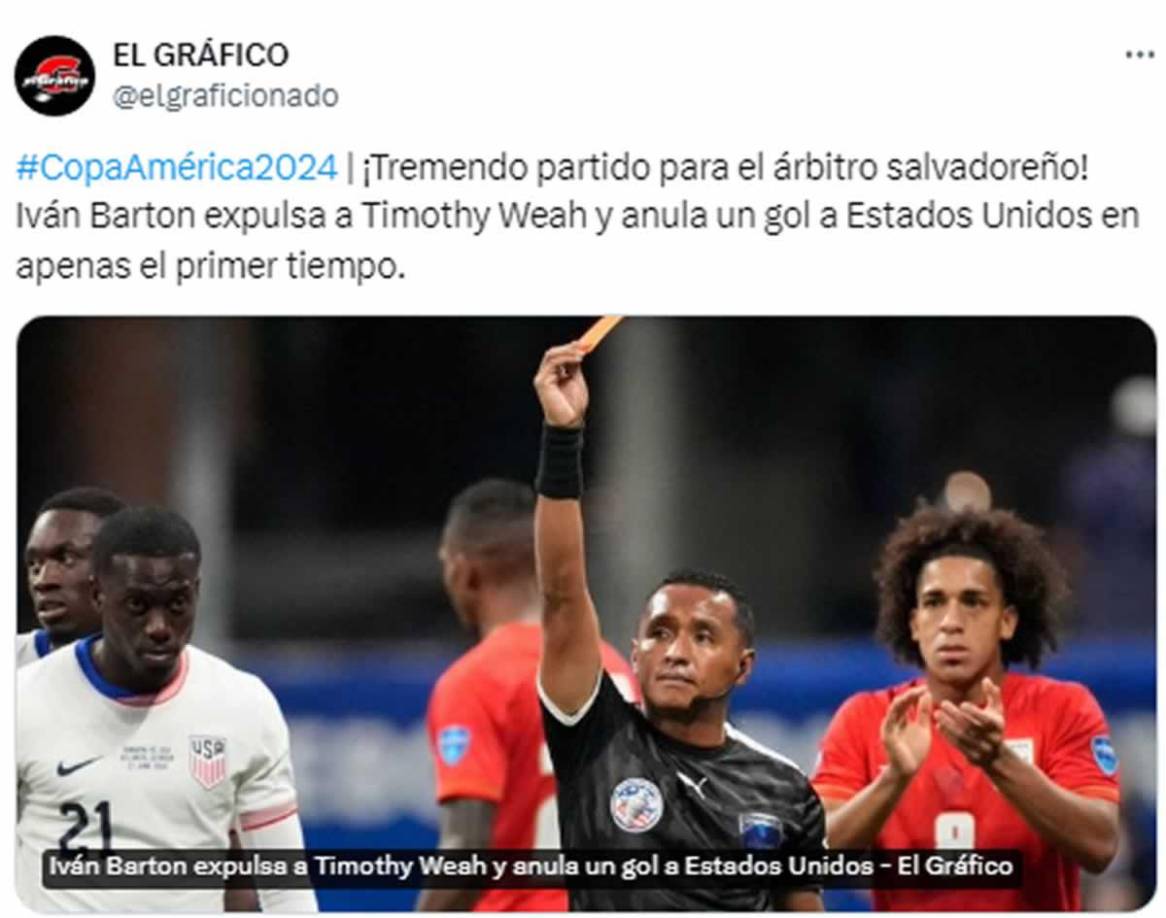 El Gráfico de El Salvador destaca a Iván Barton: “¡Tremendo partido para el árbitro salvadoreño!”. 