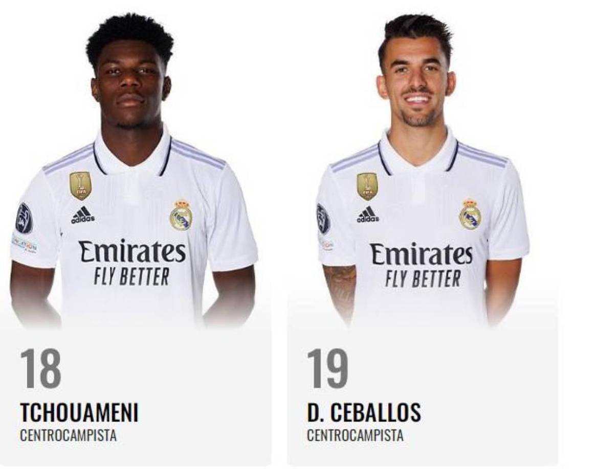 El francés Tchouameni con la “18” y todo parece que Ceballos permanecerá en el Real Madrid, por lo cual seguirá con la “19”.