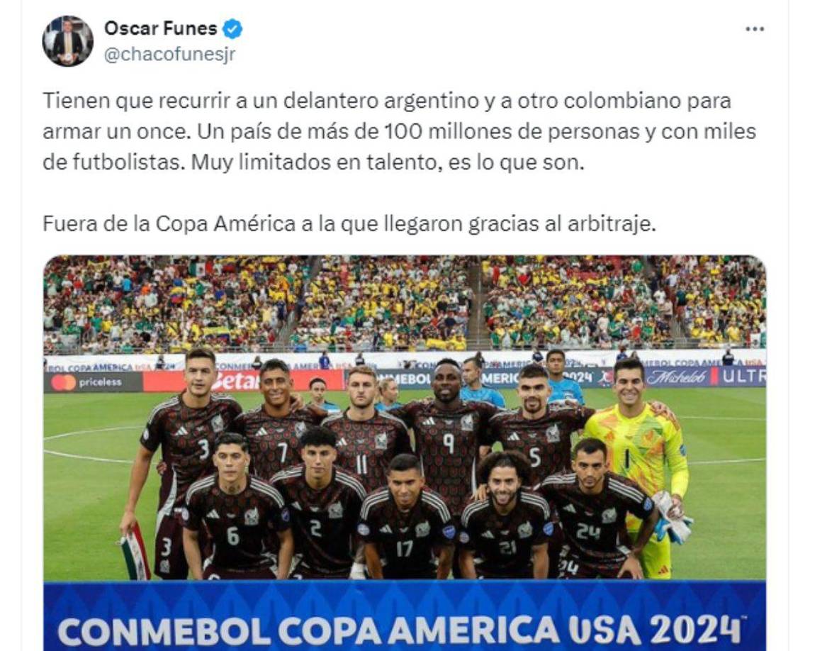 Óscar Fúnes dejó contundente comentario sobre la selección de México que no pasó de fase de grupos de la Copa América.