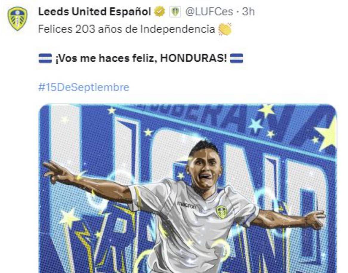 El Leeds United de la segunda división de Inglaterra se sumó a las felicitaciones por el 203 aniversario de independencia, recordando al exjugador hondureño Ramón Núñez.