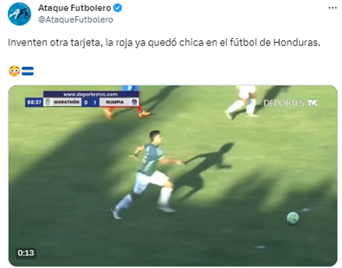 Ataque Futbolero: “Inventen otra tarjeta, la roja ya quedó chica en el fútbol de Honduras”.