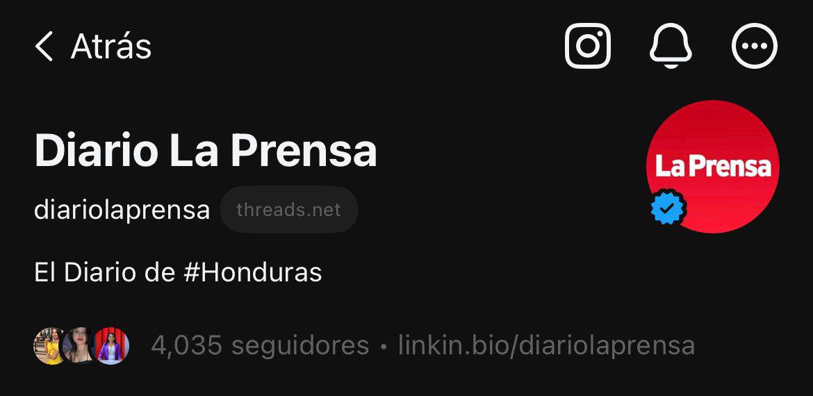 Perfil oficial de Diario LA PRENSA en la nueva red social Threads.