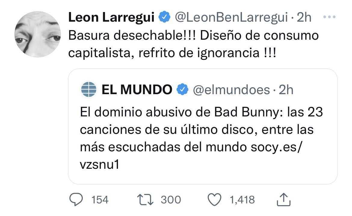 León Larregui compartió su opinión sobre la música de Bad Bunny.