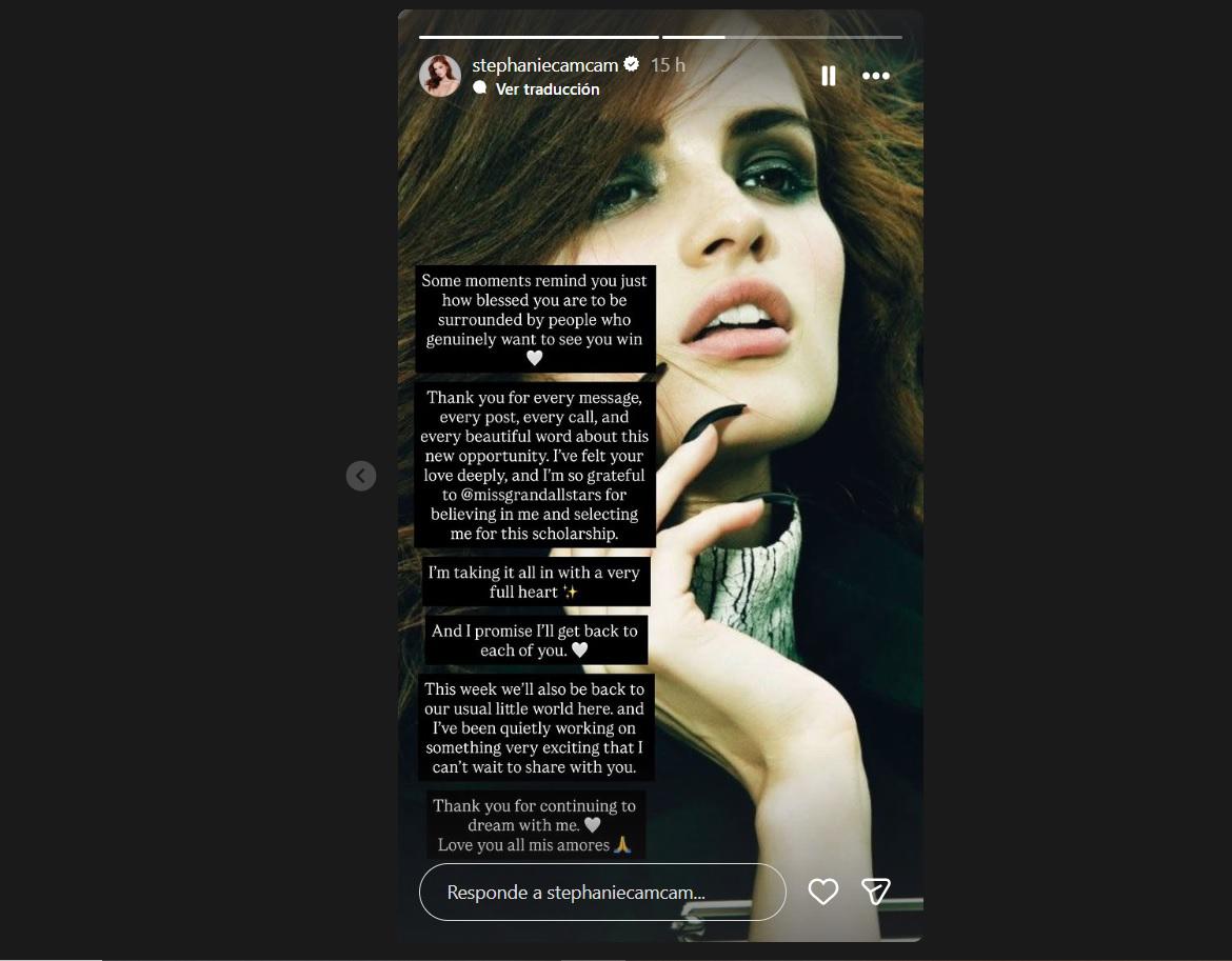 Stephanie Cam confirma su participación en el Miss Grand All Star