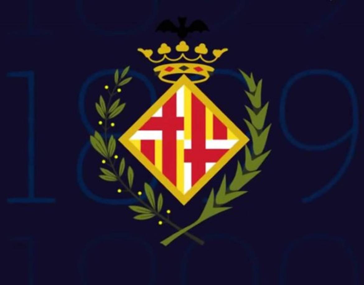 Así era el primer escudo del Barcelona en 1899. Desde ese año hasta 1910 el equipo jugó con el escudo de la ciudad de Barcelona.