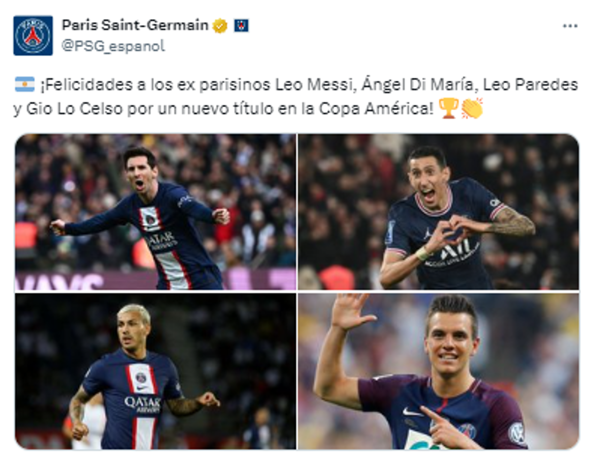 El mensaje del PSG a sus ex jugadores luego de ganar la Copa América 2024.