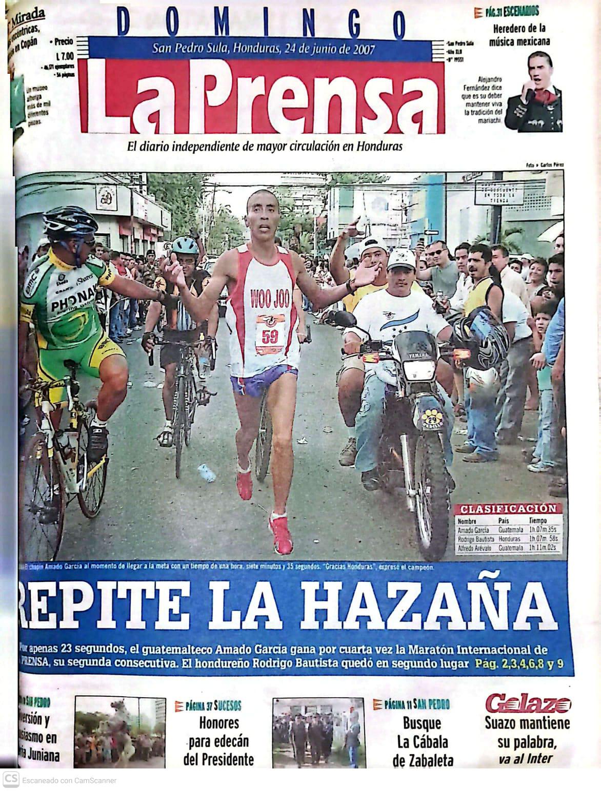 Rodrigo, el único hondureño que estuvo cerca de ganar la Maratón Internacional de La Prensa