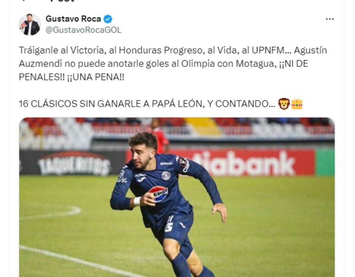 Gustavo Roca señaló que Auzmendi solamente puede marcarle a clubes como Victoria, Vida, UPNFM, entre otros.