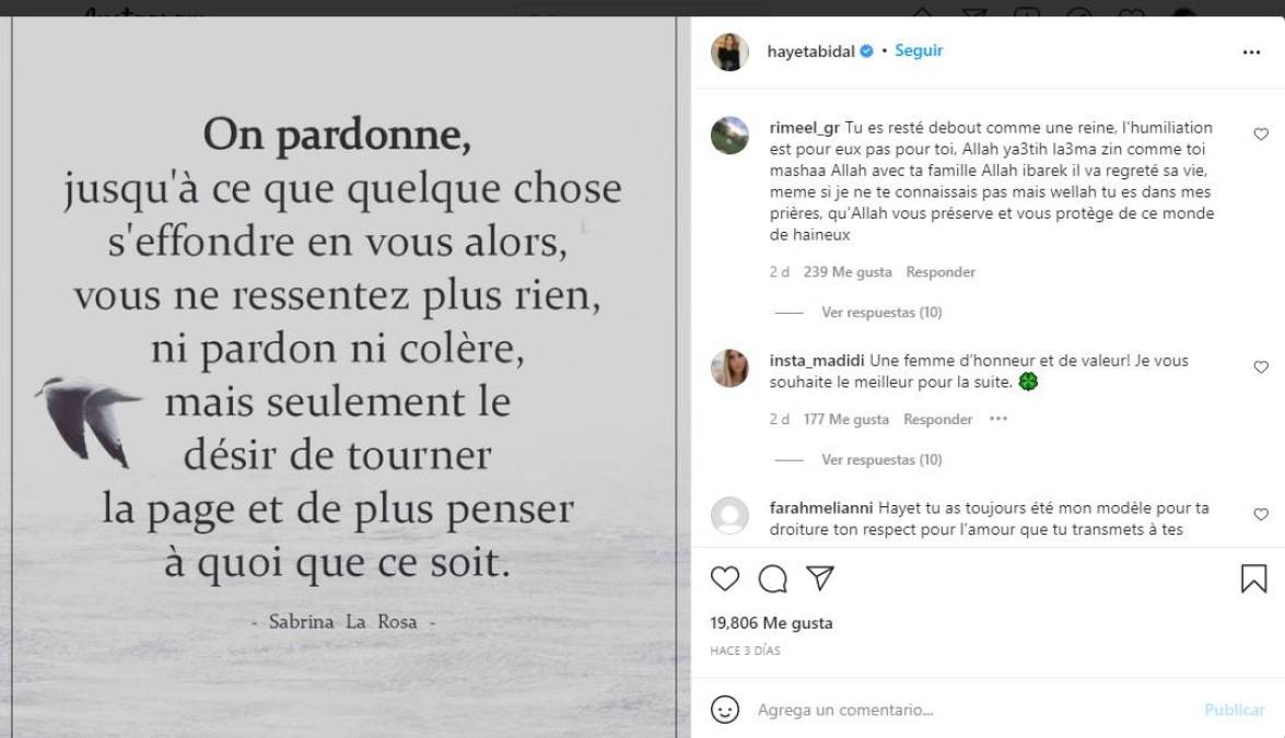 “Perdonamos, hasta que algo se derrumba en ti, ya no sientes nada, ni perdón ni rabia, sino solo las ganas de pasar página y pensar otra cosa”, fue lo que publicó la esposa de Abidal en Instagram. 