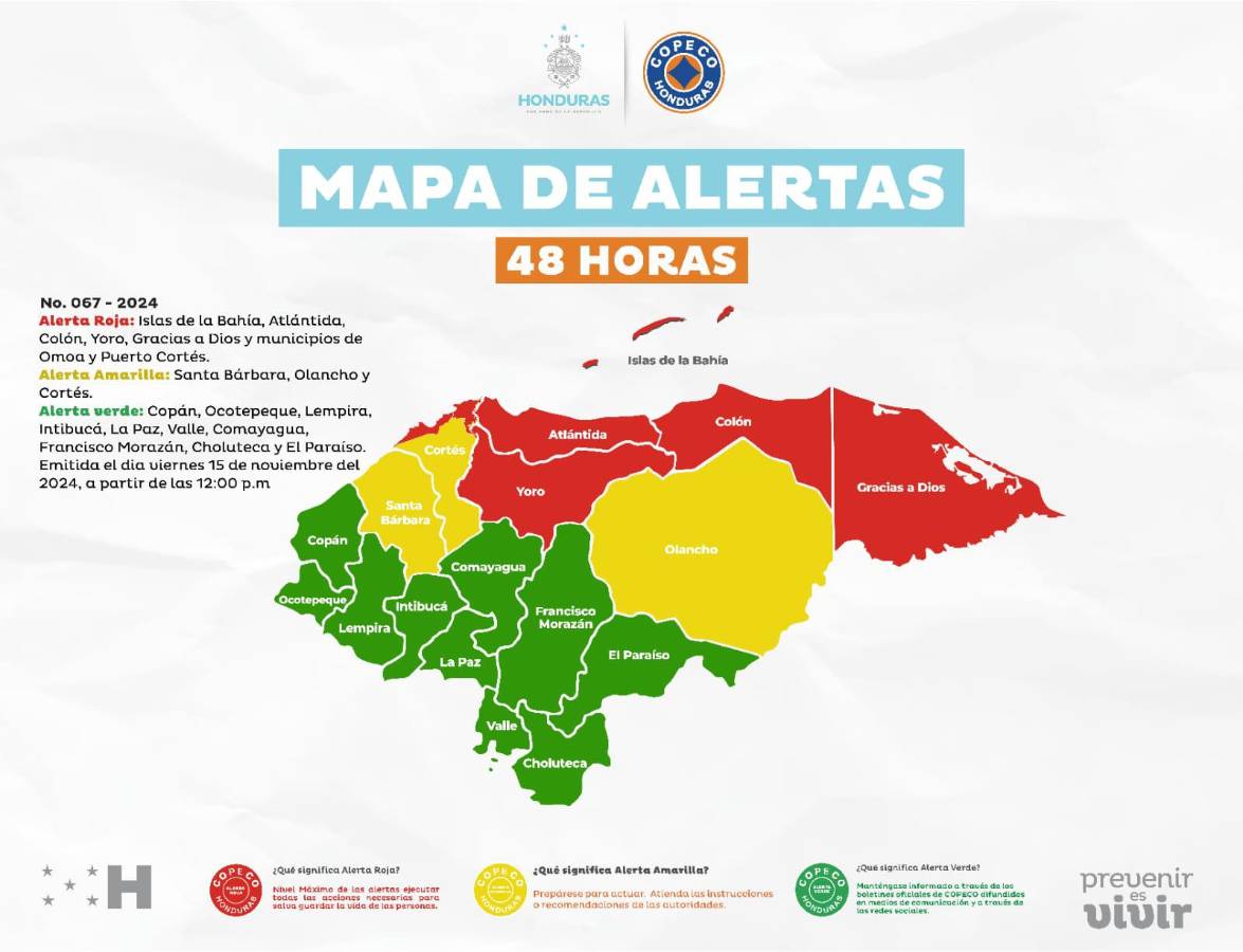 Mapa de alertas de Copeco.