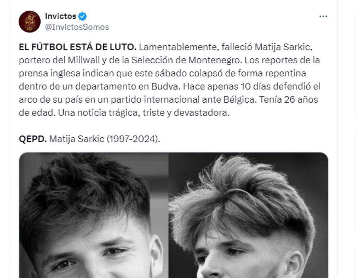 El fútbol está de luto tras la noticia.