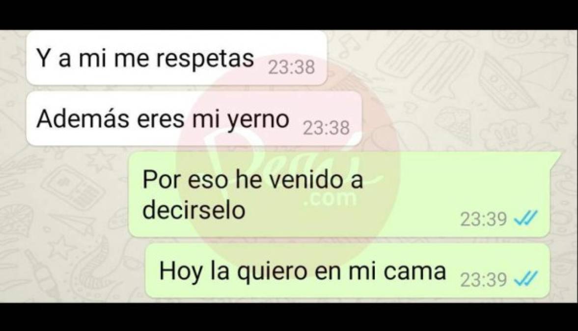 El yerno, que al parecer tenían una cercana relación de amistad, le insistía que la quería en la cama.