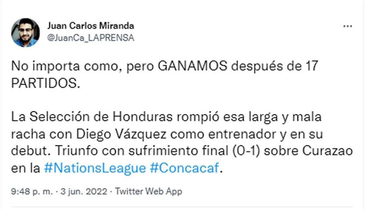 “¡Adiós maldición!”: Lo que dicen los medios y periodistas sobre el triunfo de la Honduras de Diego Vázquez ante Curazao
