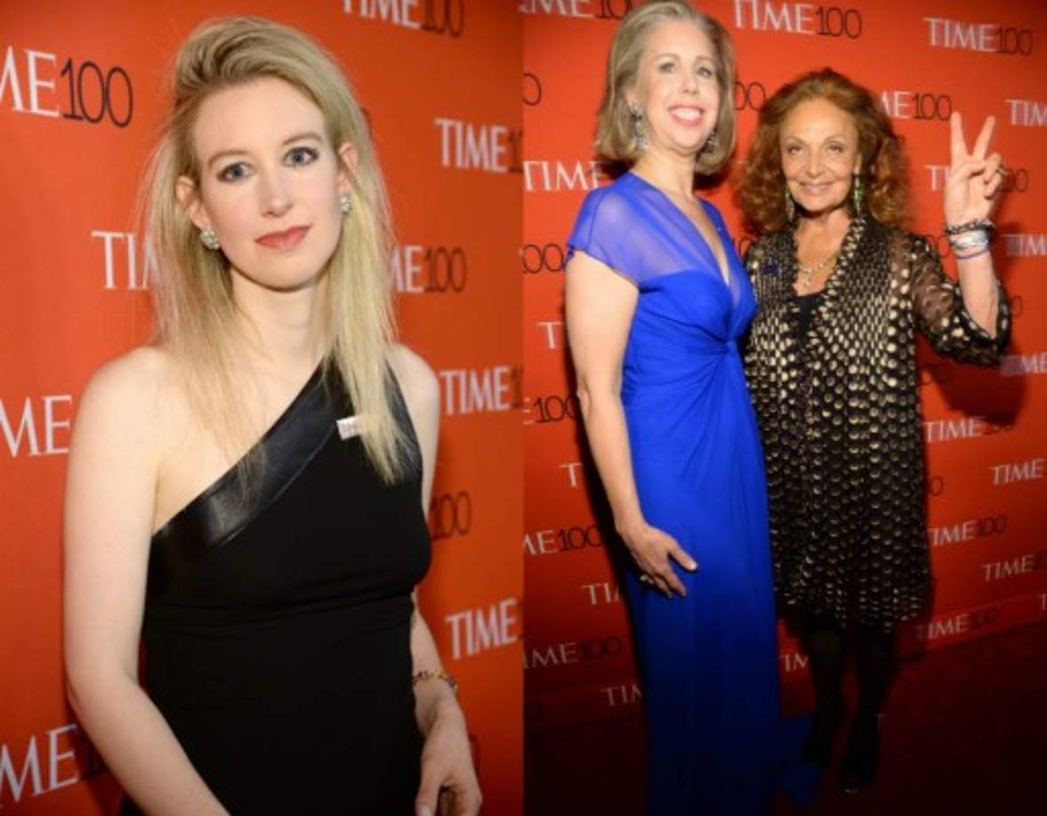 En la primera imagen Elizabeth Holmes. En la otra foto Diane von Furstenberg con la editora de Time, Nancy Gibbs.