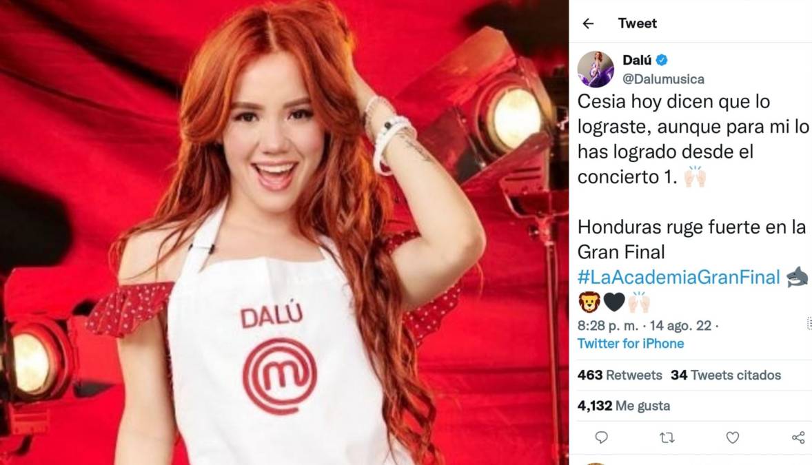 La ganadora de La Academia 2020, Dalú, se sumó a la lista de famosos que apoyaron a Cesia desde el principio y, por supuesto, le dedicó un mensaje especial en su Twitter.