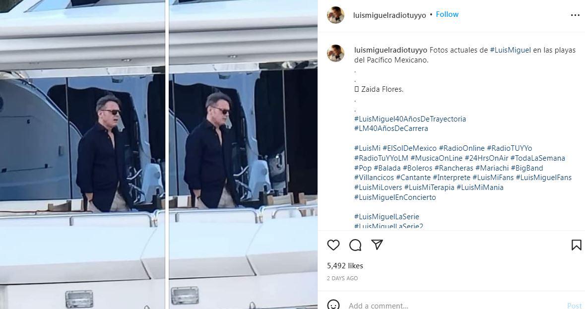 Luis Miguel a bordo de un yate.