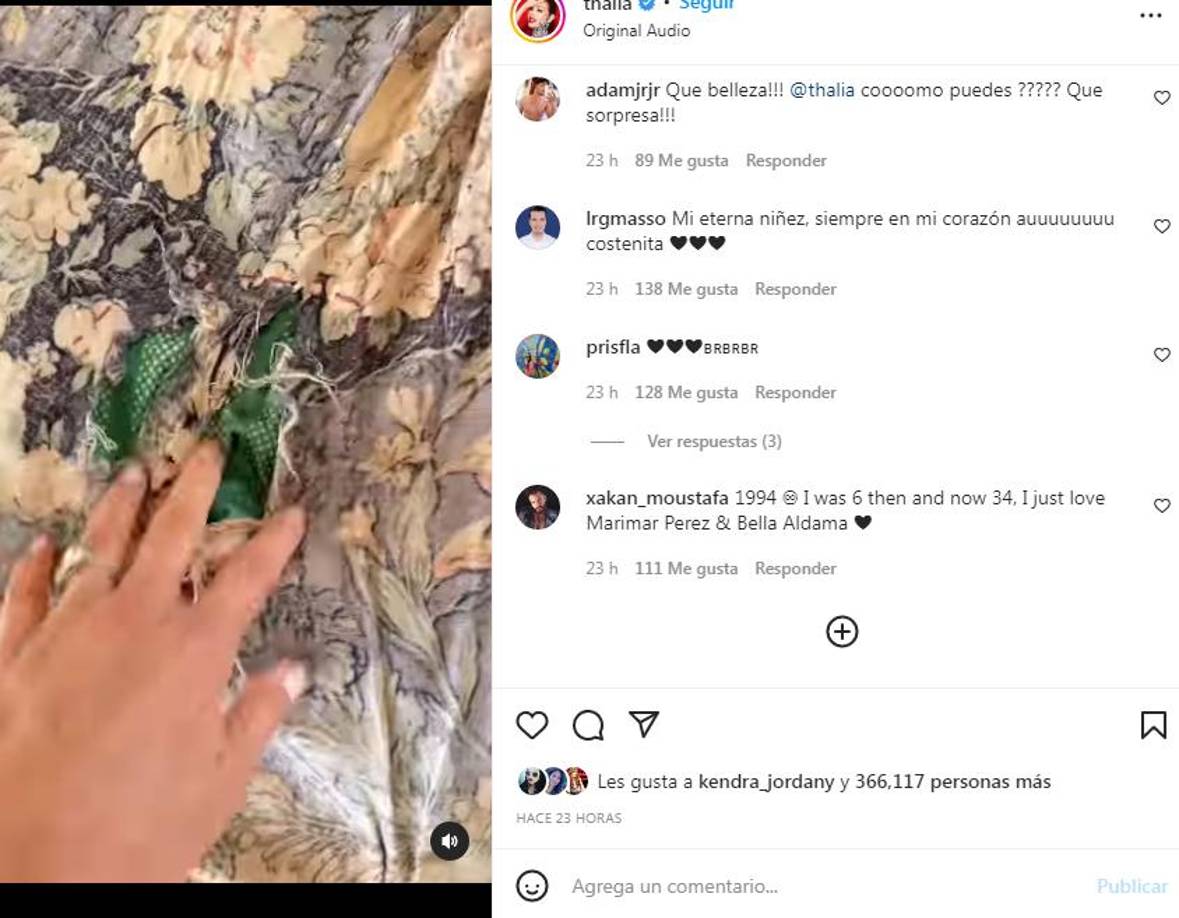 “Que mágico, y que fortuna poder compartir estas emociones con los fanáticos originales de nuestra bella, y con la nueva generación que apenas está descubriendo el ritmo de nuestra costeñita amada en los challenges virales. Me divertí mucho haciéndolo para todos ustedes... aunque tengo que admitir, que también lo hice para mí... me alegró algo escondidito que tenía en el corazón”, sentenció Thalía.