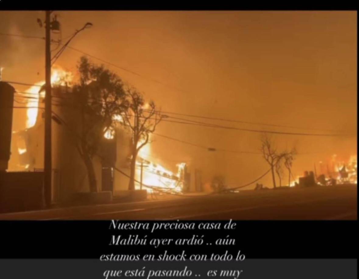 “Nuestra preciosa casa de Malibú ayer ardió... aún estamos en shock con todo lo que está pasando... es muy triste y aterrador ver cómo arde todo”, reveló la esposa de Carlos Vela.
