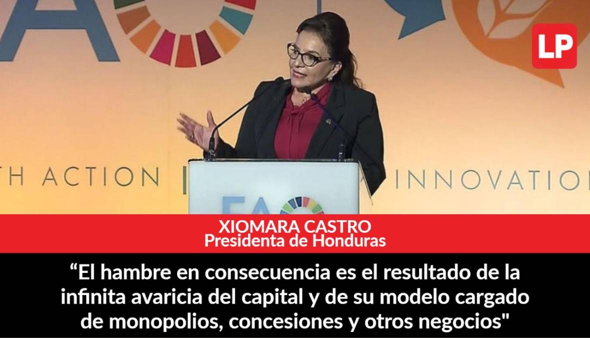 Frases de Xiomara Castro en su discurso en el foro sobre seguridad alimentaria de la FAO