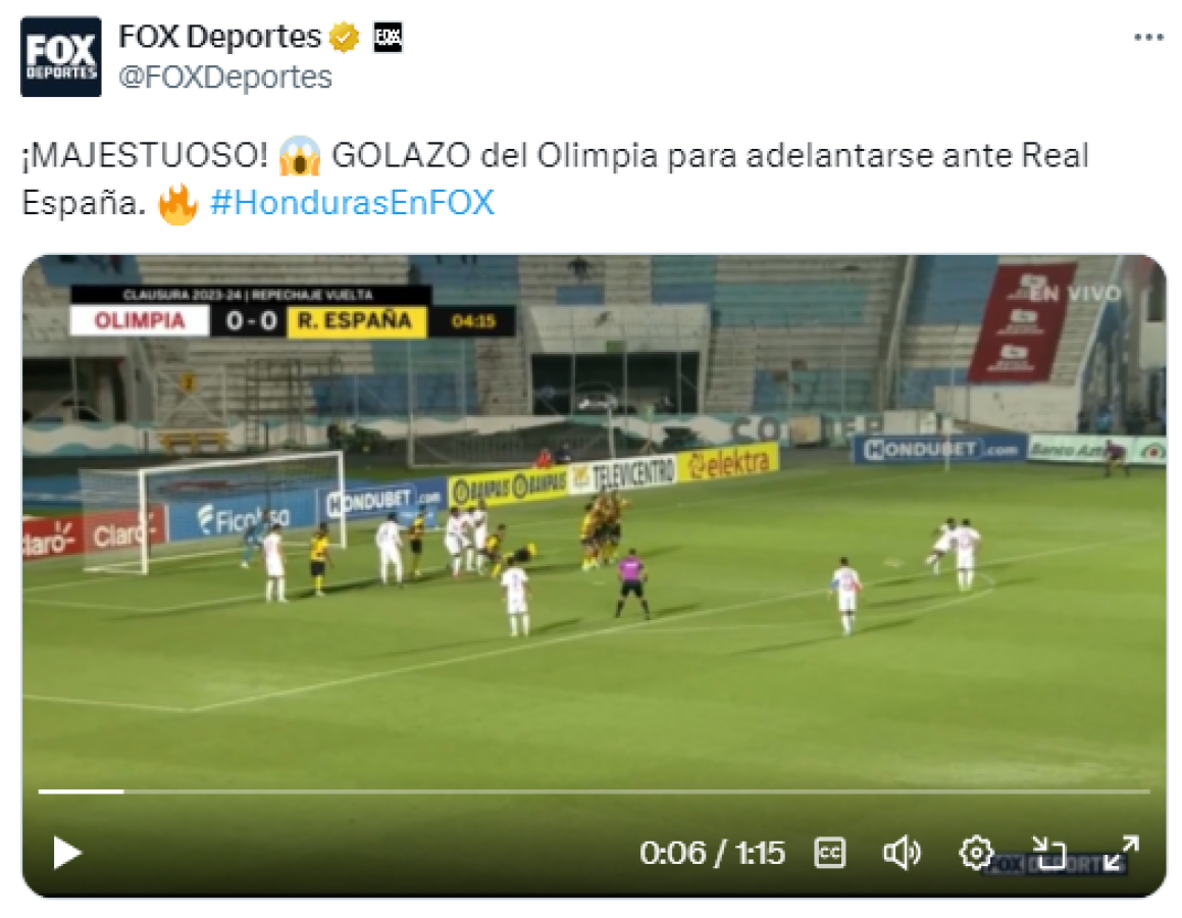 “Majestuoso”: En Fox Sports publicaron el golazo de tiro libre que anotó Gabriel Araujo en el primer tiempo.
