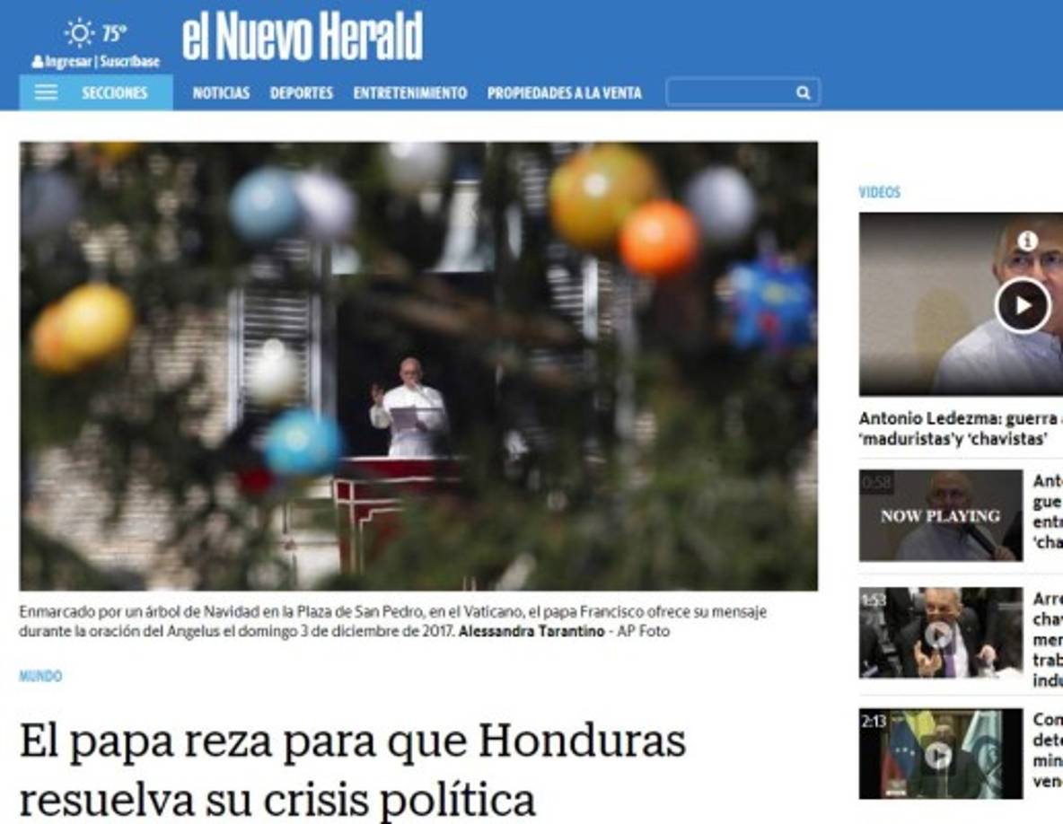 El Nuevo Herald, de Florida, destacó la intercesión del Papa.