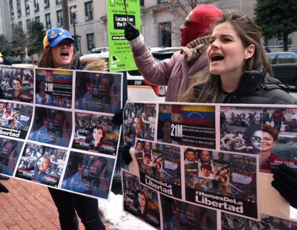 Ni las bajas temperaturas en Washington D.C. impidieron que los venezolanos en Estados Unidos salieran a protestar por la crisis en Venezuela.