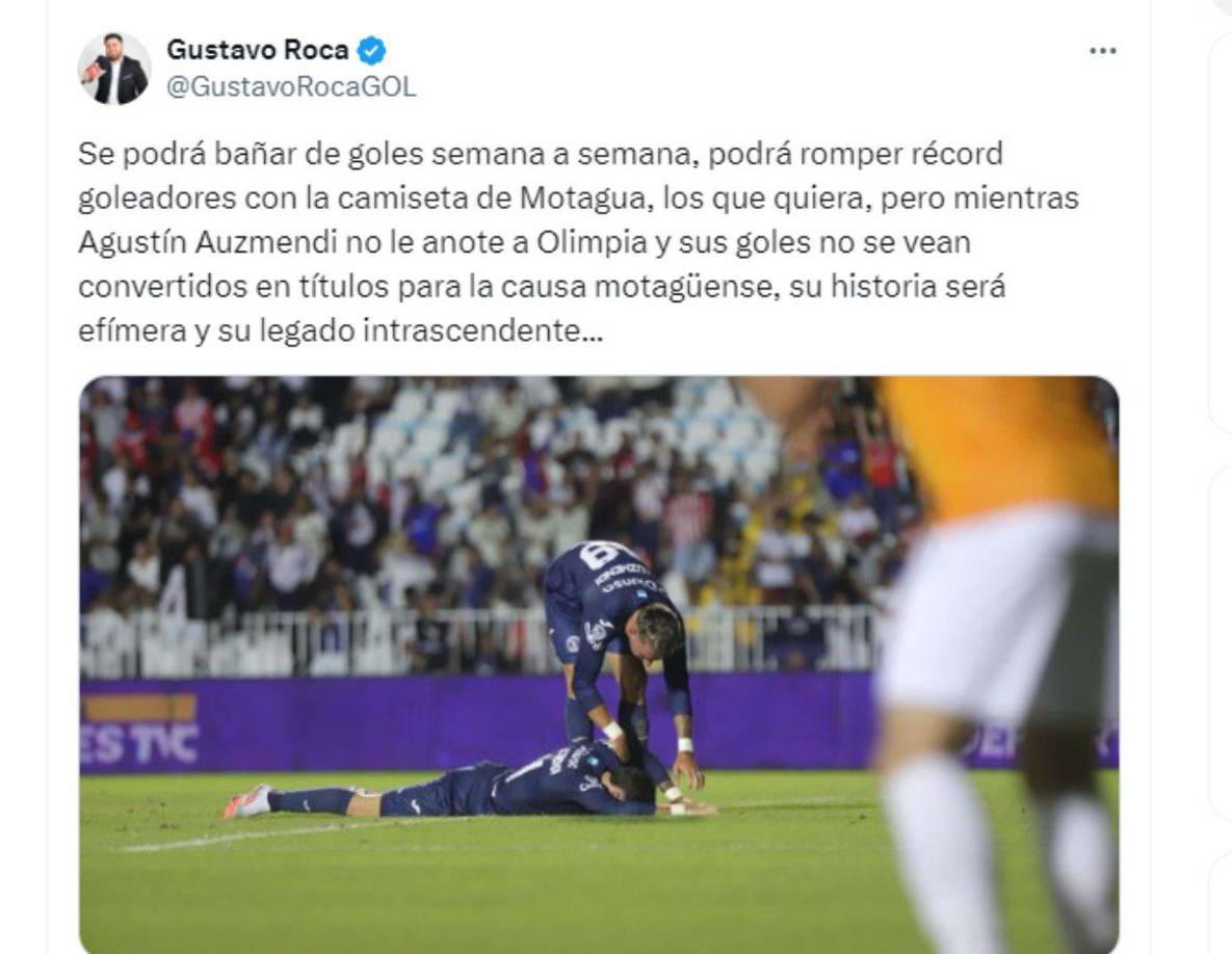 Prensa deportiva lanzó contundentes comentarios sobre Auzmendi ya que el argentino sigue sin poder anotarle al Olimpia como jugador del Motagua.