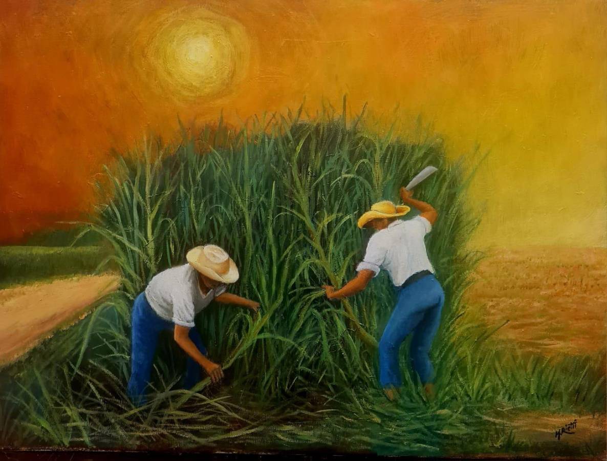 Obra ”Labores del campo, cortadores de caña”.
