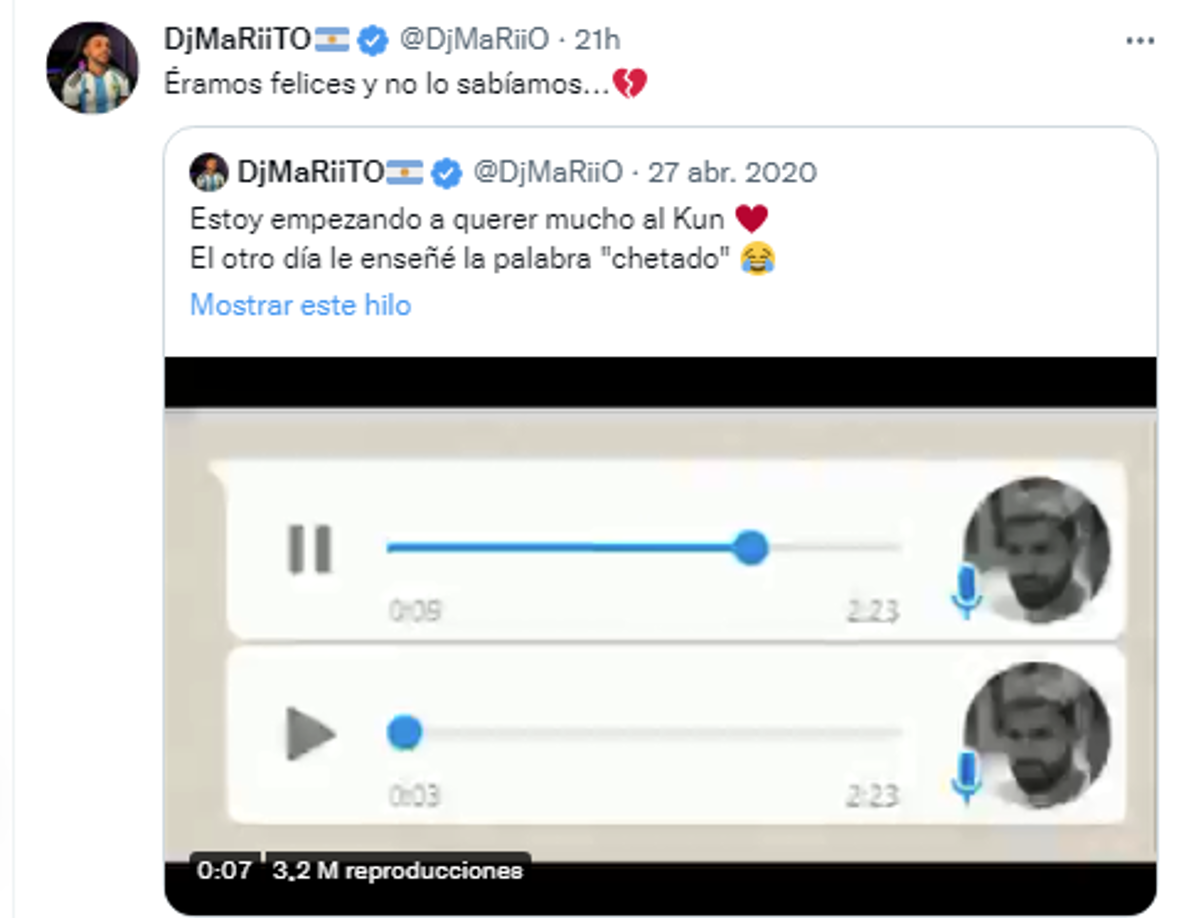 Mientras que en sus redes sociales, el streamer español ha tratado de tomarlo con humor y compartió en su twitter un momento que compartió con el argentino.