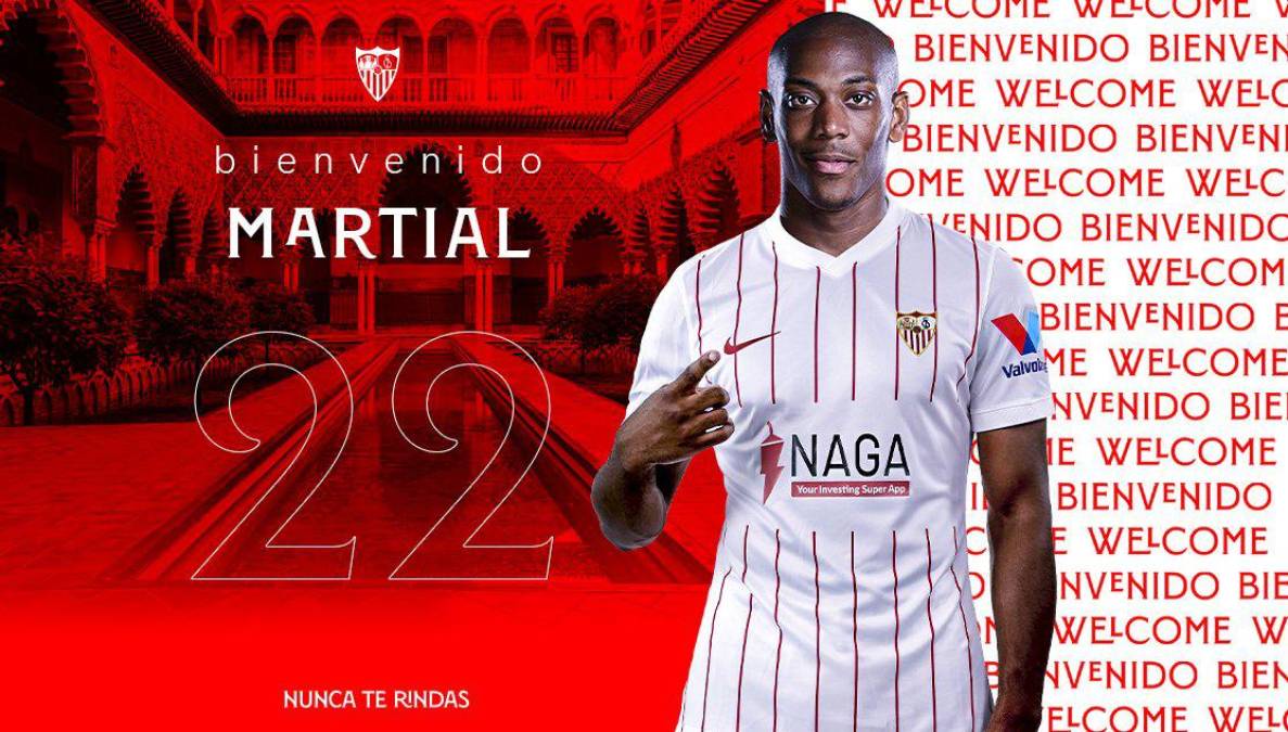 Bombazo en el fútbol de España. El Sevilla hizo oficial la contratación de Anthony Martial, delantero procedente del Manchester United y que llega cedido hasta el mes de junio al club andaluz.