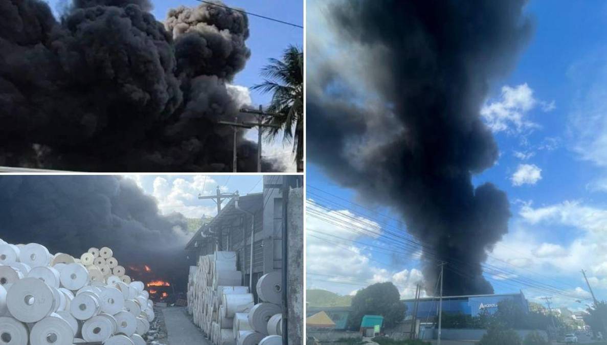 Una enorme nube de humo negro cubrió el cielo de Choloma debido a un incendio de grandes proporciones. 