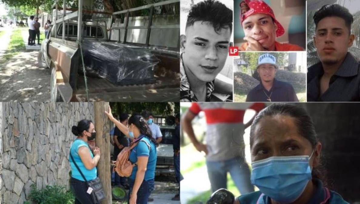 Familiares llegaron a la morgue de San Pedro Sula para reclamar los cuerpos de los cuatro jóvenes ultimados a balazos en Puerto Cortés.