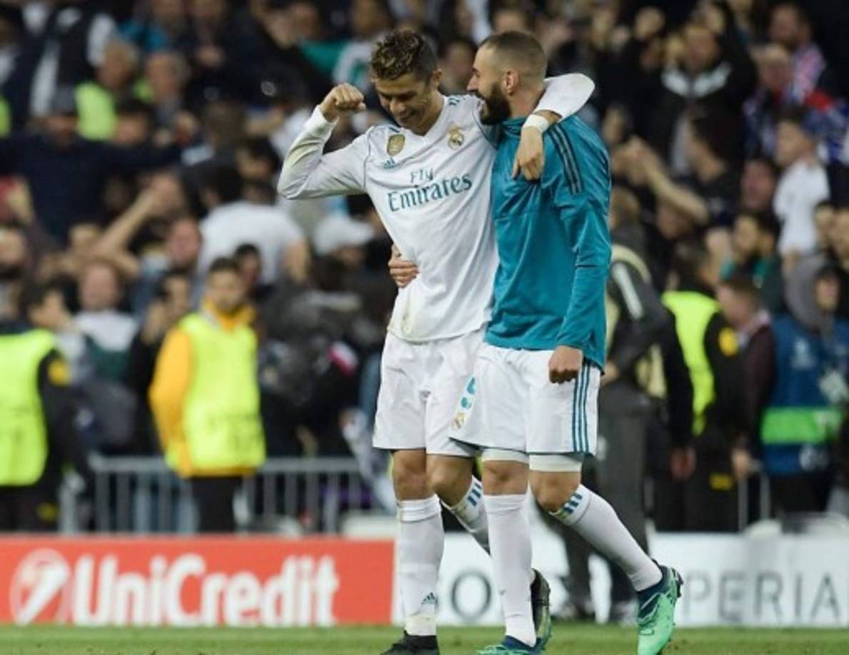 CR7 fue a festejar con Benzema el pase a la final.
