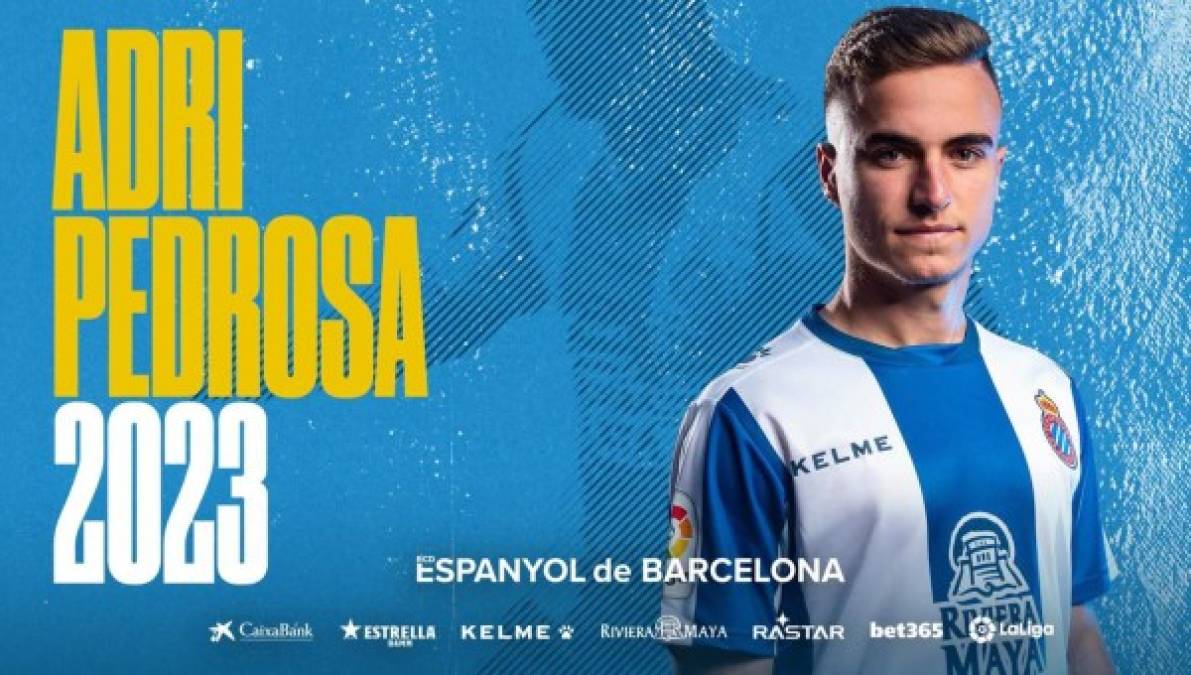 El lateral izquierdo español Adrià Pedrosa ha firmado un nuevo contrato como jugador del Espanyol hasta 2023. La cláusula de rescisión está fijada en 30 millones de euros.